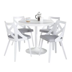 Dakota Charlotte - 5 Piece Contemporary Dining Set - White / Light Gray
