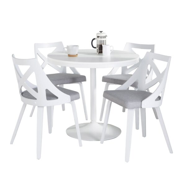 Dakota Charlotte - 5 Piece Contemporary Dining Set - White / Light Gray