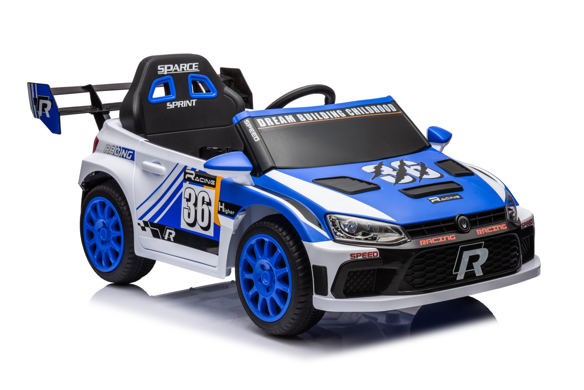 12V4A 20W*2 One Button Start, Forward And Backward, High And Low Speed, Music, Front Light, Power Display, Two Doors Can Open, 2.4G R / C, Seat Belt Four Wheel Absorber Kids Ride On Car - Blue - Image 4