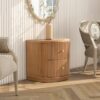 Valentine - 2 Drawer Storage Side Table - Natural Brown Beech - Image 7