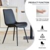 Modern Dining Chair Set With Curved Cushion And Metal Legs For Comfort (Set of 4) - Black - Image 6