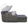 Outdoor Sunbed With Adjustable Canopy, Double Lounge, PE Rattan Daybed Wicker And Cushion - Gray - Image 7