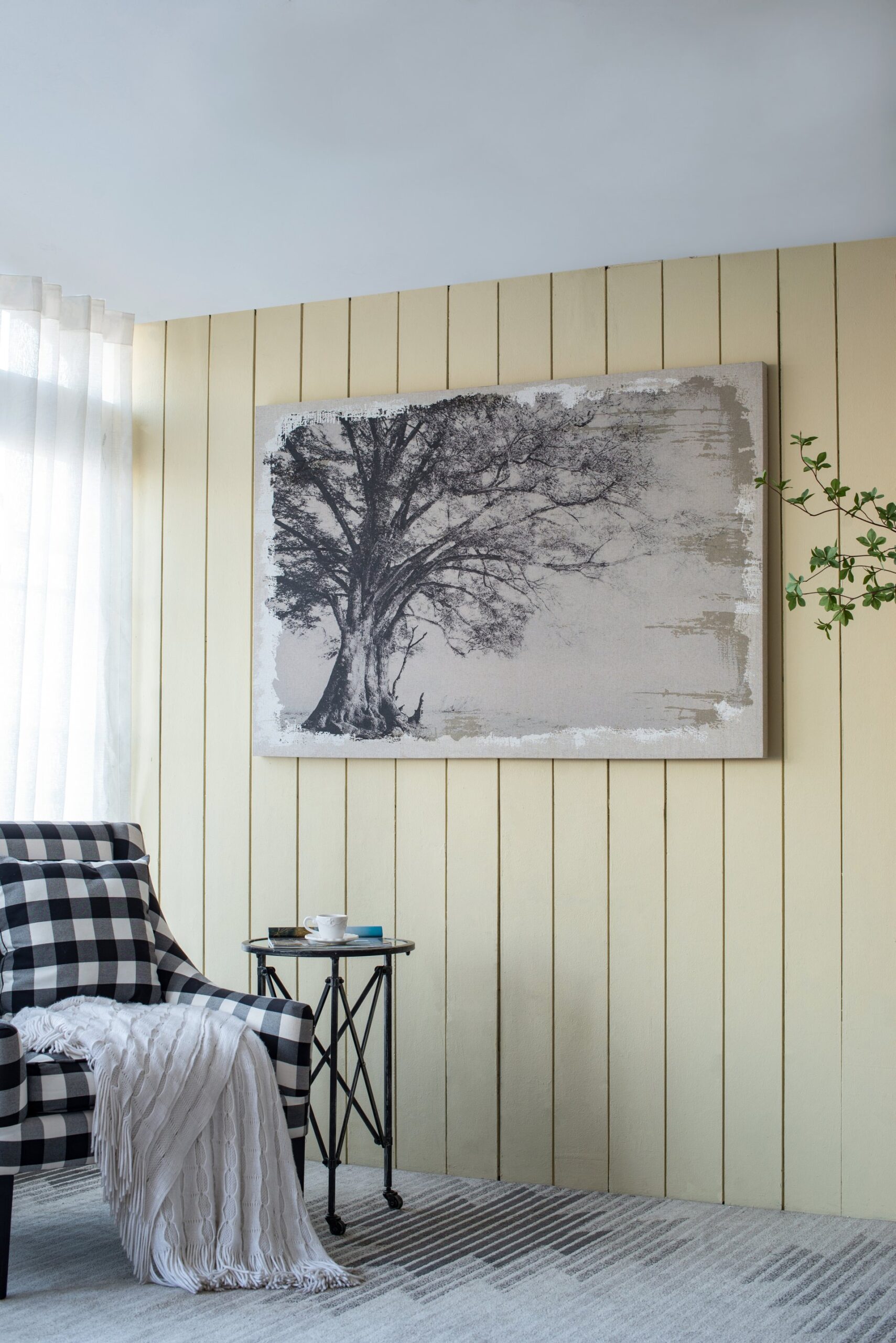 Large Arboreal Shelter Canvas Art Print, Traditional Style Floral Wall Art, Home Decor Accent Piece - Gray / White Matte - Image 3