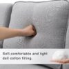 4 Seater Modern Linen Sofa With Armrest Pockets And 4 Pillows, Minimalist Style Couch - Light Gray - Image 19