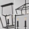 5 Light Farmhouse Kitchen Island Lighting, 5 Light Industrial Linear Chandelier For Dining Room Metal Hanging Pendant Light Fixture For Bedroom Living Room Hallway Conference Room - Matte Black - Image 10