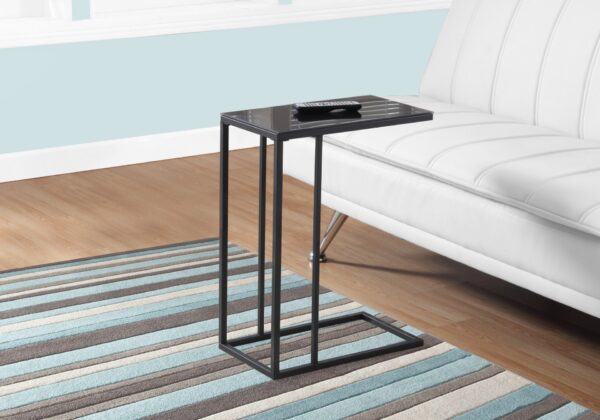 Accent Table, C - Shaped, Tempered Glass, Contemporary & Modern - Black