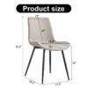 Chic Dining Chair With Black Metal Legs And Curved Widened Cushion Design (Set of 6) - Light Gray - Image 2