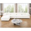 Modular Sectional Sofa With Storage, Cylindrical Support Chenille 4 Seat L Shaped Design - White - Image 4