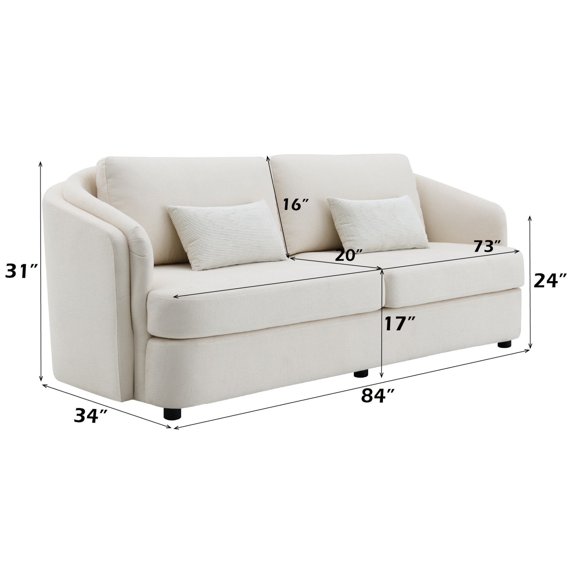 Mariko - 3 Piece Living Room Set Sofa Loveseat Chair - Beige - Image 2
