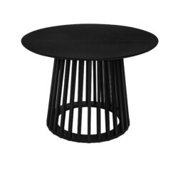 Modern Round Coffee Table With Grille Molding For Living Room, Bedroom, Or Balcony - Black