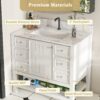 37" Bathroom Vanity, Multi Functional Cabinet With Doors And Drawers, Frame, Single Faucet Hole - White - Image 6
