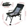 Camping Lounge Chair, Portable Folding Reclining Camping Chair With Adjustable Backrest For Indoor And Outdoor Camping Beach Hiking Fishing - Green / Black - Image 3