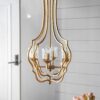 4 Light Metal Chandelier, Hanging Light Fixture With Adjustable Chain For Kitchen, Bulb Not Included - Gold - Image 15