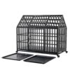 Heavy Duty Dog Crate Large Dog Cage Strong Metal Dog Kennels And Crates For Large Dogs With 4 Lockable Wheels - Black - Image 8