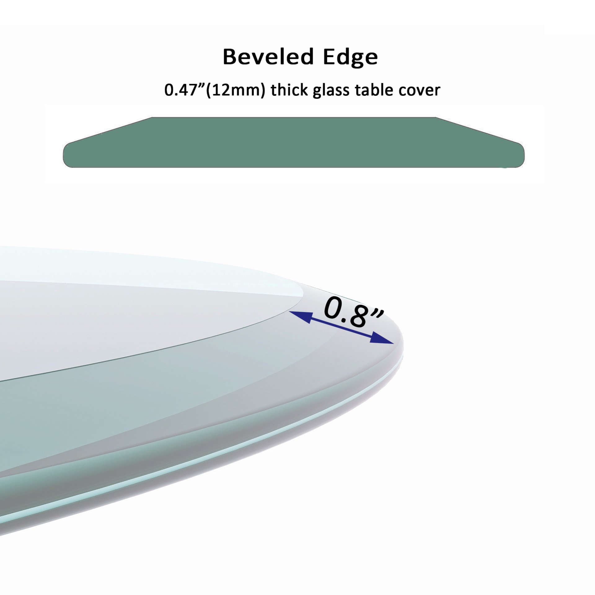 24" Round Tempered Glass Table Top Clear Glass 1 / 2" Thick Beveled Polished Edge - Transparent - Image 7