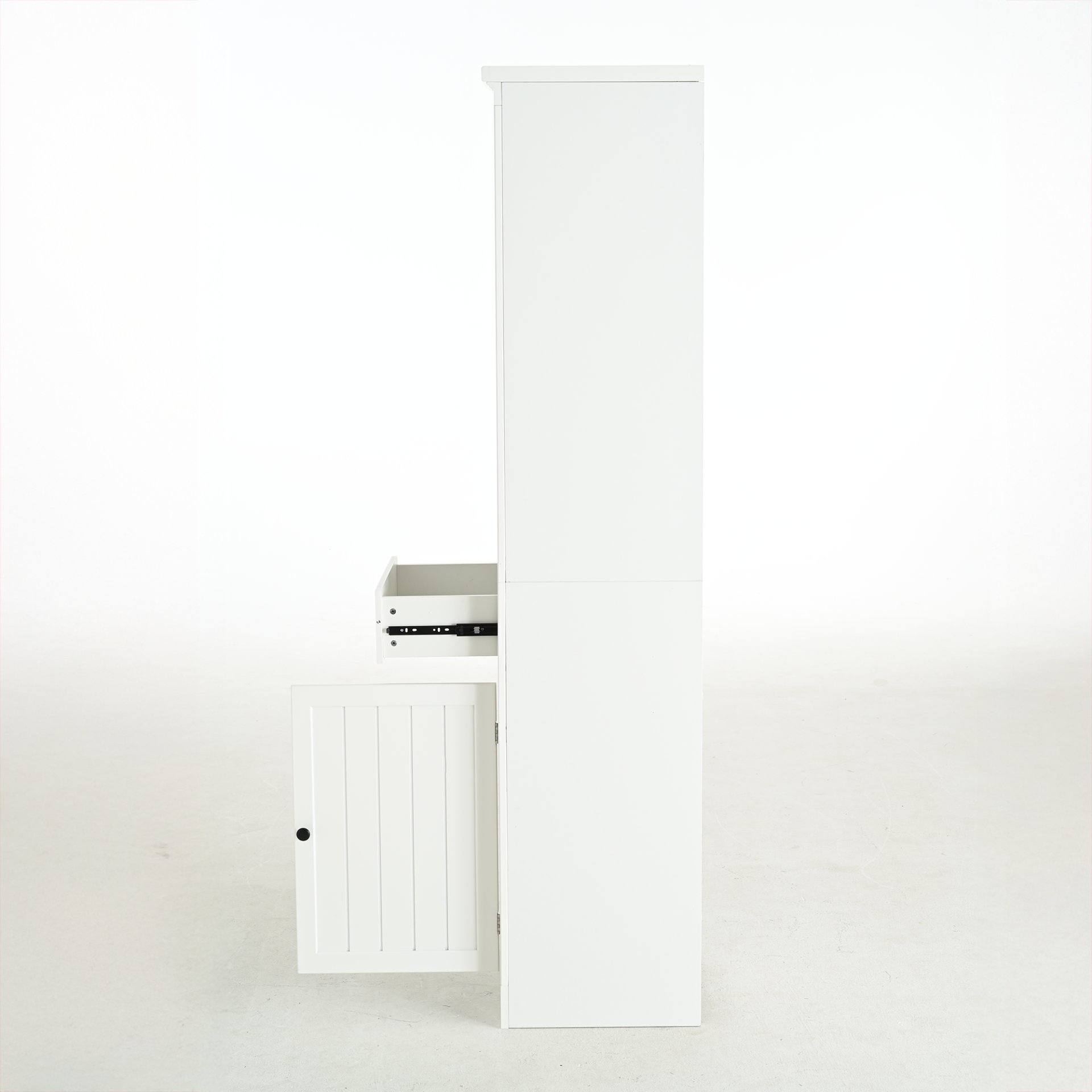 Retro Style 75'' Tall Display Shelf With Cabinet For Hallways Living Room Kitchen - White - Image 15