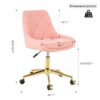Modern Teddy Fleece Fabric Living Room Furniture Dining Chair With Gold Legs, Soft And Comfortable, Adjustable, Space Saving - Pink - Image 3