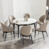 Modern Extendable Round Dining Table With Sintered Stone Top - White / Black - Image 7