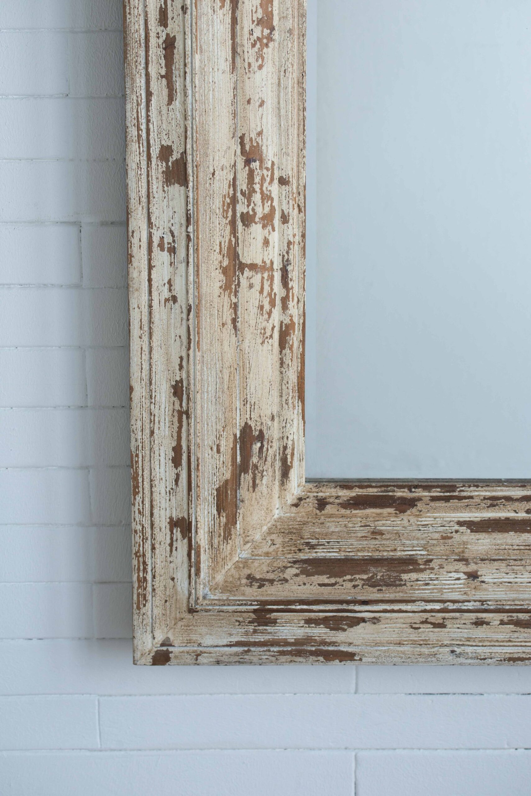 Full Length Rectangle Floor Mirror With Distressed Wood Frame - Brown - Image 7