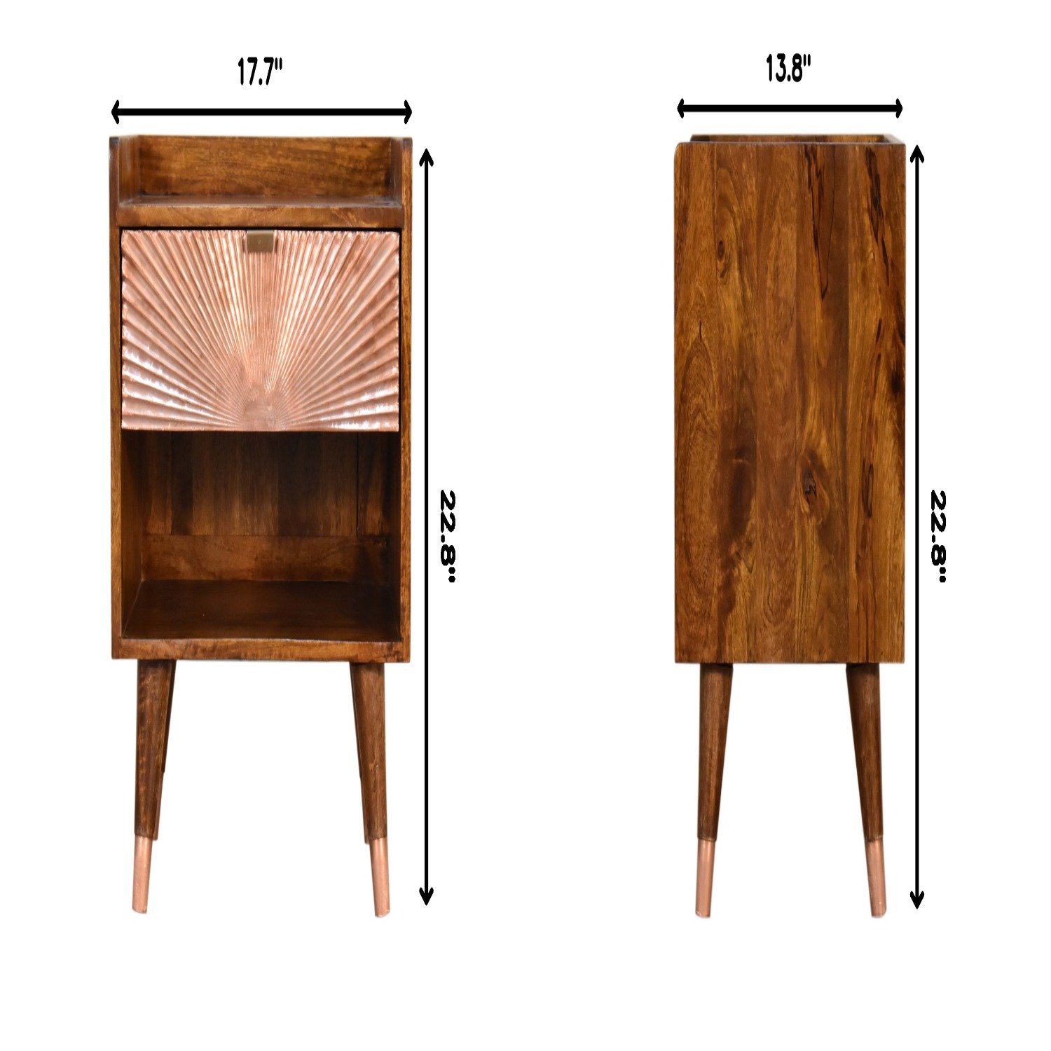 Manila - Copper 1 Drawer Nightstand - Chestnut - Image 3