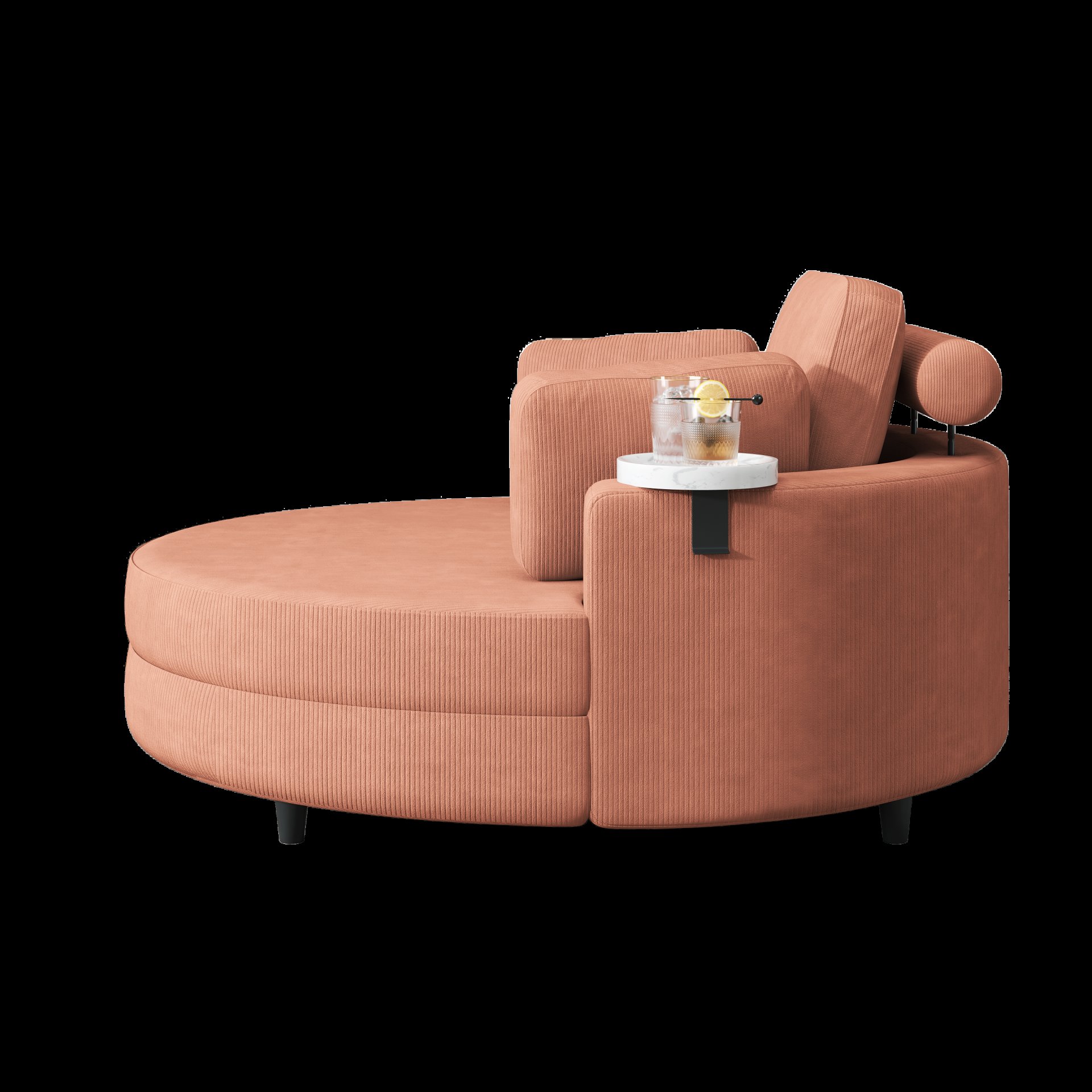 Corduroy Sofa With Two Throw Pillows, A Waist Pillow And An Extra Tray Is Comfortable For A Small Apartment Bedroom - Orange - Image 11