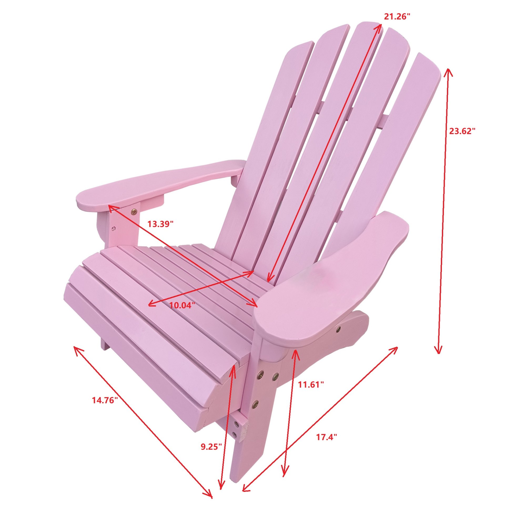 Outdoor Or Indoor Children Adirondack Chair - Pink - Image 3