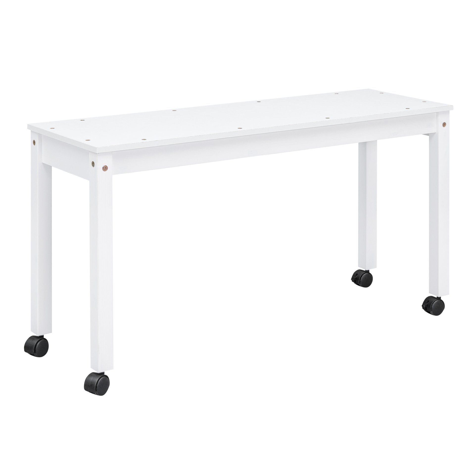 Full Size Loft Bed With Retractable Writing Desk And 4 Drawers, With Lateral Portable Desk And Shelves - White - Image 18