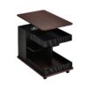 Adjustable End Table With Wheels, Modern Multifunctional Sofa Side Table With Lift Top, 360°Rotating Top And Storage Space For Living Room, Small Space - Black / Brown - Image 20