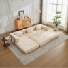 Convertible Floor Sofa Bed With Fixed Shape Frame, Boneless Modular Sectional Sofa, For Living Room - Beige - Image 14