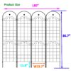 4 Pack Metal Garden Trellis For Climbing Plants Outdoor Rustproof Plant Support Rose Trellis Netting Trellis - Black - Image 2