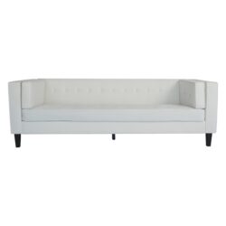 3 Seater Upholstered Tufted Sofa With Solid Eucalyptus Frame - Ivory