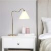 Ornate - Ring Base Curved Table Lamp With Triangle Drum Shade - Gold / White - Image 2