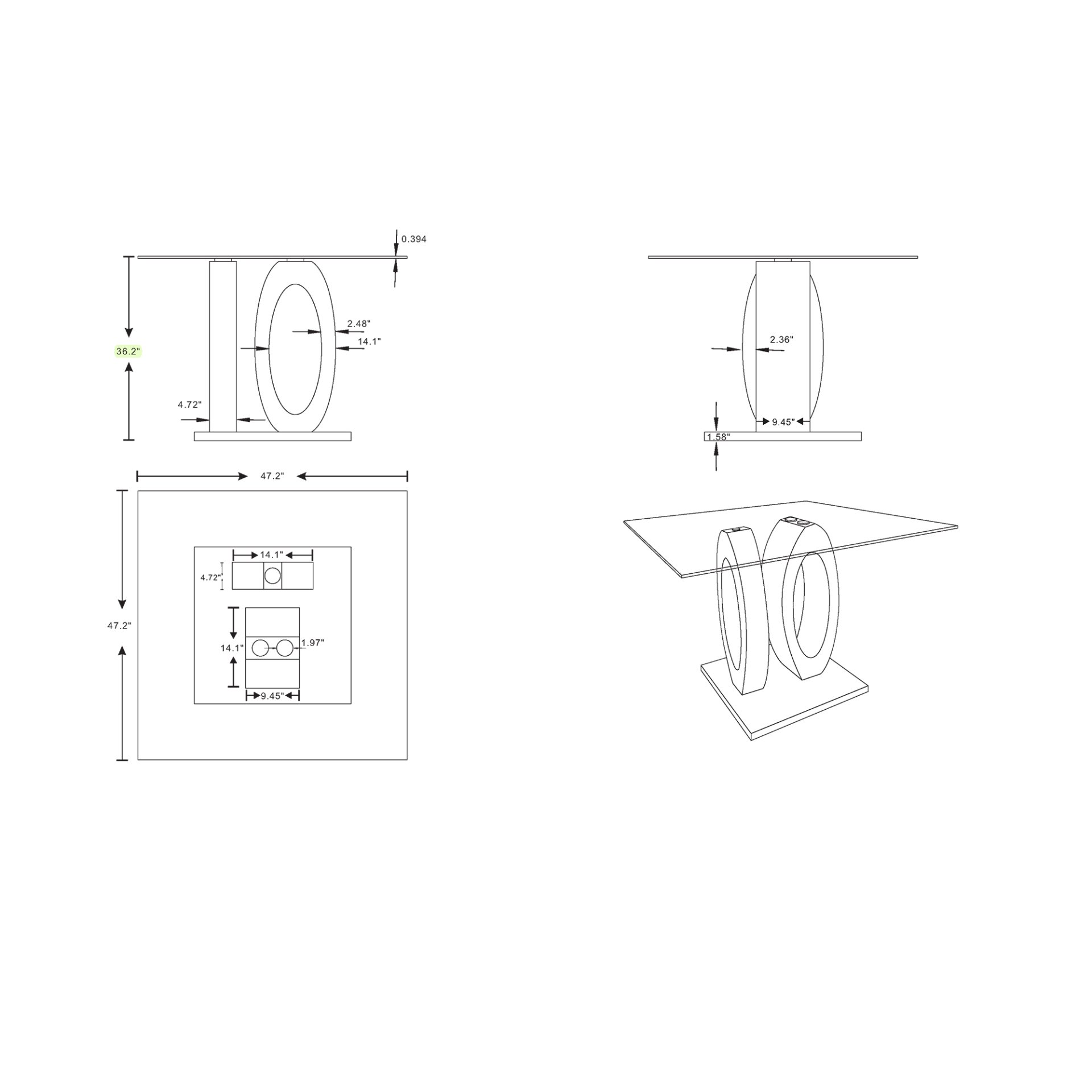 Royce - Square Bar Table - White / Gray - Image 3