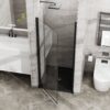 Pivot Shower Door 1 / 4" Tempered Glass Black Semi Frameless - Black - Image 5