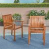 Amethyst - Outdoor Dining Chair With Slat Design (Set of 2) - Natural - Image 2