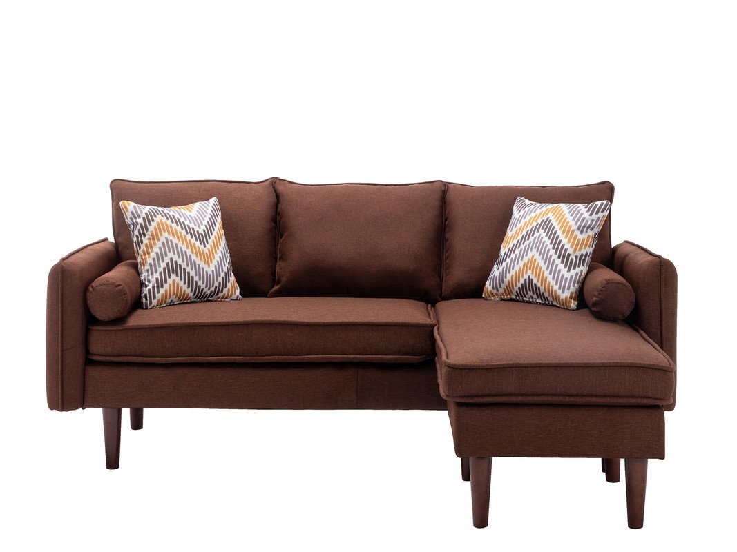 Mia - Sectional Sofa Chaise With USB Charger And Pillows - Brown - Image 3