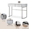 Mirrored Makeup Vanity Table With Stainless Steel Base, Mirrored Console Dressing Table With 2 Drawers, Versatile Desk For Bedroom And Office - Silver - Image 5