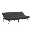 Faux Linen Wood Frame Futon Sofa Bed With Stainless Legs - Espresso - Image 7