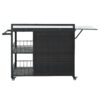 Outdoor Kitchen Island With Storage, Cooking Station, Grill Cart, Foldable Tabletop, And Bottle Opener - Dark Brown - Image 15