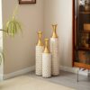 Floor Metal Vase Modern Style Decoration Home Metal Vase (Set of 3) Gorgeous Home Decoration Large Glazed Metal Vases - Gold / White - Image 18