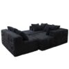 Modular U-Shaped Sectional Sofa, 4 Seater Chaise Lounge With Reversible Design Striped - Black - Image 9
