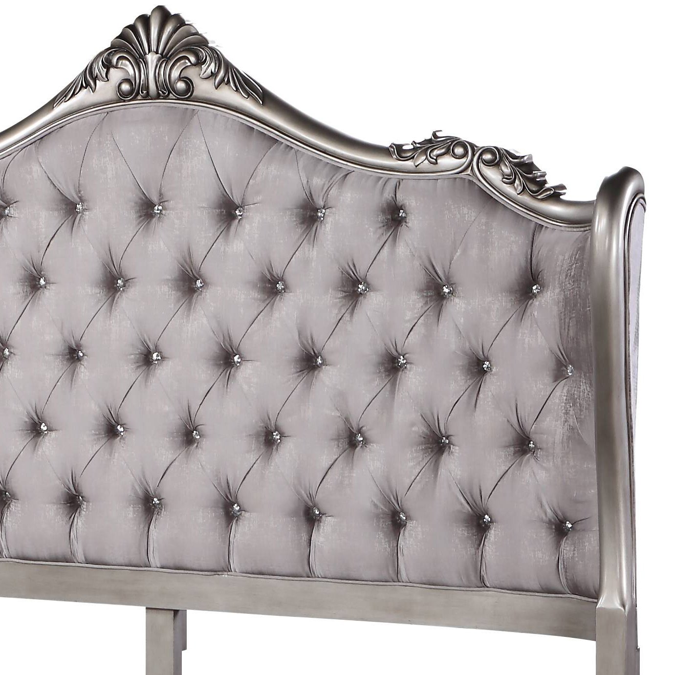 Ariadne - Eastern King Velvet Bed - Antique Silver - Image 5