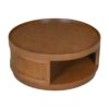 Wooden Mid-Century Modern Coffee Table, Round Cane Coffee Table With Side For Living Room - Brown - Image 11