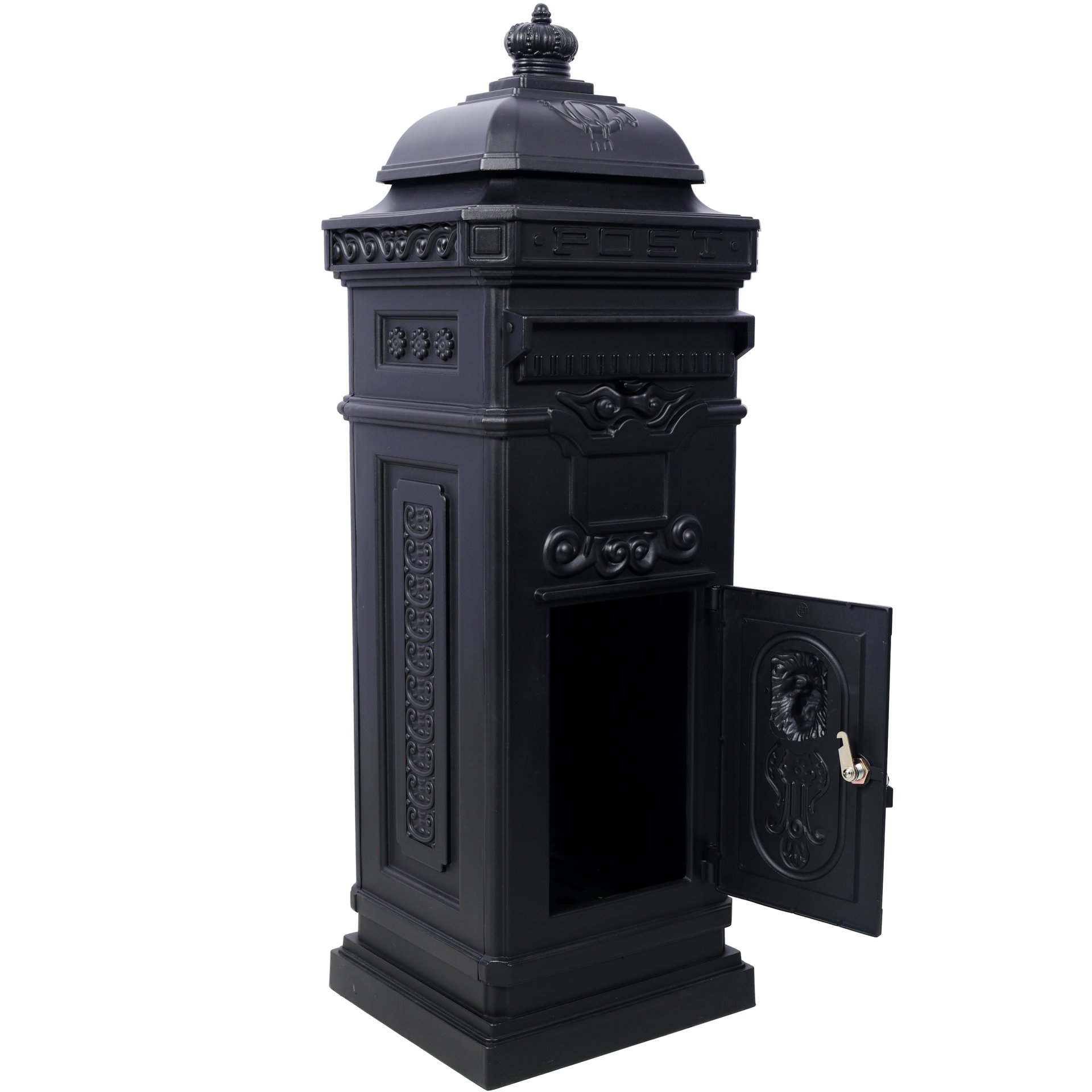 Mailboxs Residential Large Capacity Letter Box Aluminum Outdoor Rainproof Postbox Statue - Black - Image 7