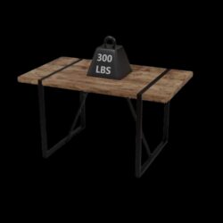 Modern Rural Industrial Dining Table, 55" Rectangular Wood With Metal Legs, Seats 4 - 6 - Wood