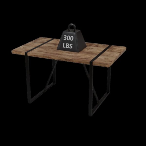 Modern Rural Industrial Dining Table, 55" Rectangular Wood With Metal Legs, Seats 4 - 6 - Wood