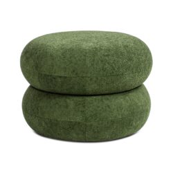 Nest - Low Round Upholstered Ottoman - Moss Green