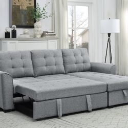Avery - Sleeper Sectional Sofa With Reversible Storage Chaise - Light Gray