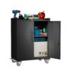 2 Door Tool Cabinets For Garage, Lockable Garage Storage Cabinet, Locking Storage Cabinet With Wheels, Rolling Tool Chest - Black - Image 4