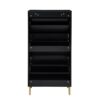 Modern Rattan 3 Door Shoe Rack Cabinet For Entryway Freestanding Black Storage Unit In Particle Board - Black - Image 10